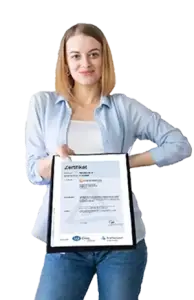 Frau mit Zertifiakt