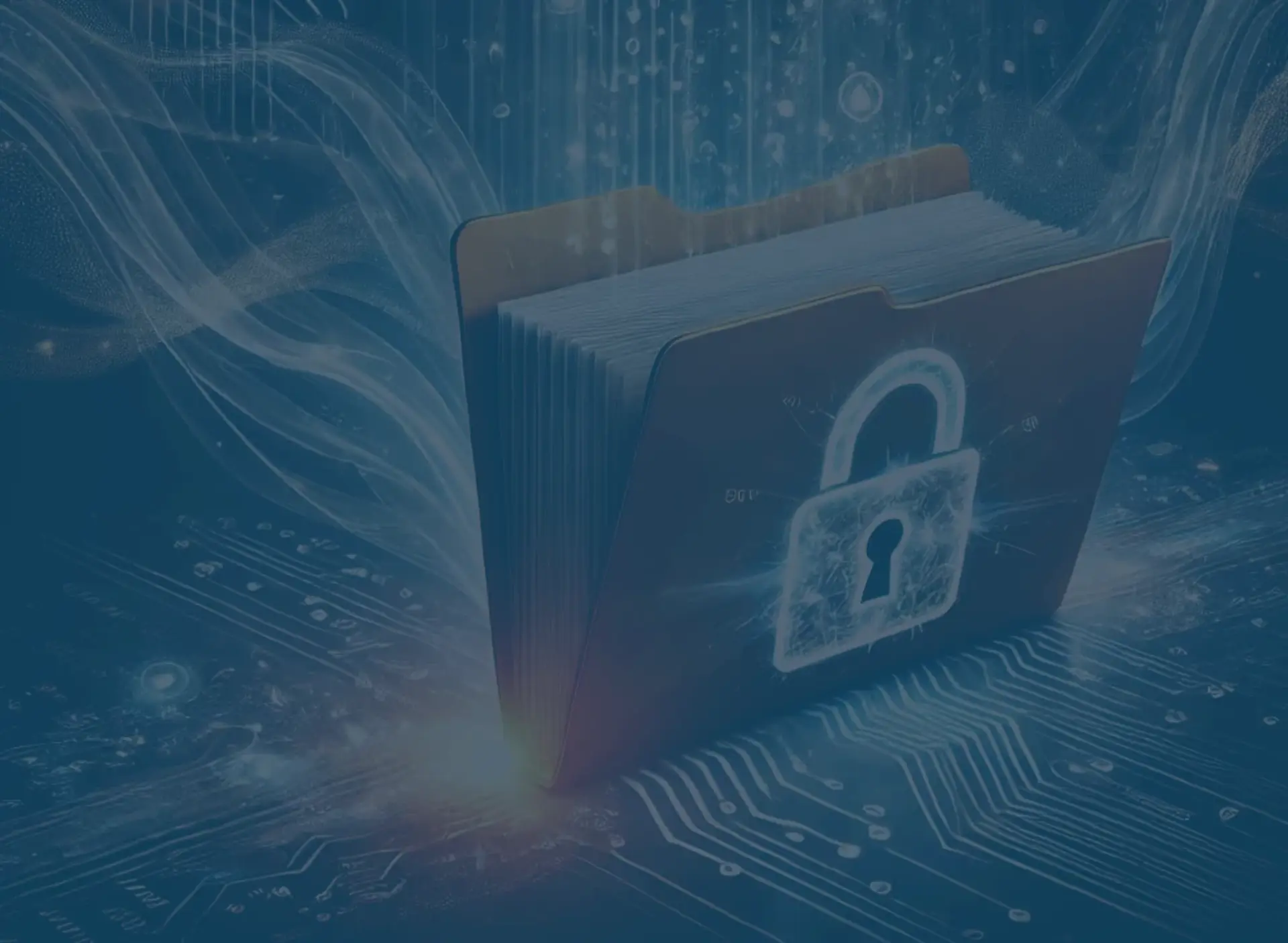 Hintergrungbild - Aktenordner mit digitalem Schloss