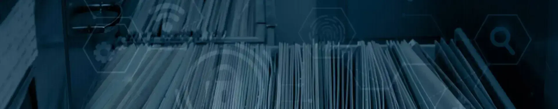 Symbolbild (KI-generiert) Digitale Klientenakte Headerbild - Digitalisierung von Klientenakten - futuristisch