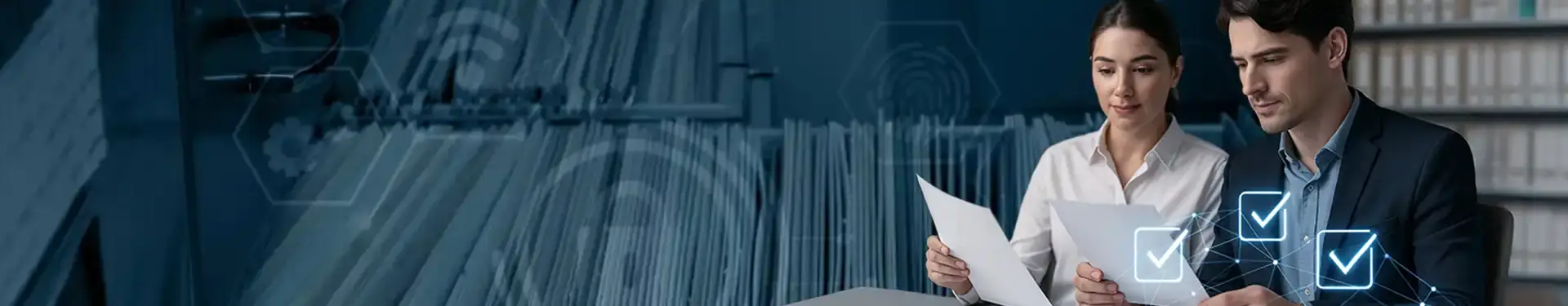 Digitalisierung Headerbild - Mann im blauen Anzug mit Table