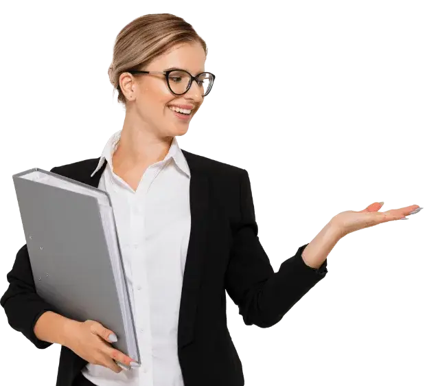 Frau mit Aktenordner